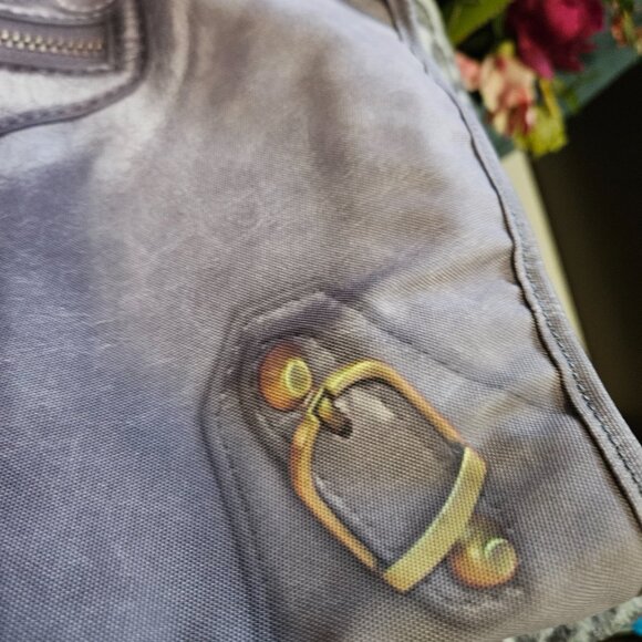 Mousse | Purple Printed City Canvas Large Bag with Shoulder Strap - NWOT - Picture 12 of 16